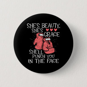She'll Punch You In The Face - Kickboxer Kickboxin 6 Cm Round Badge