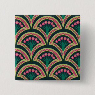 shell shaped green pattern 15 cm square badge