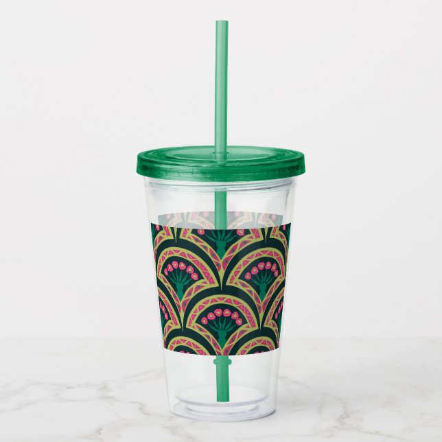 shell shaped green pattern acrylic tumbler (Front)