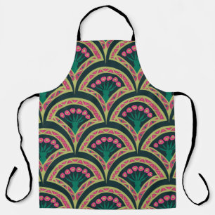 shell shaped green pattern apron