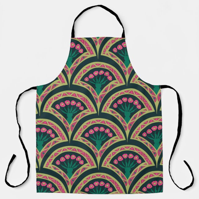 shell shaped green pattern apron (Front)