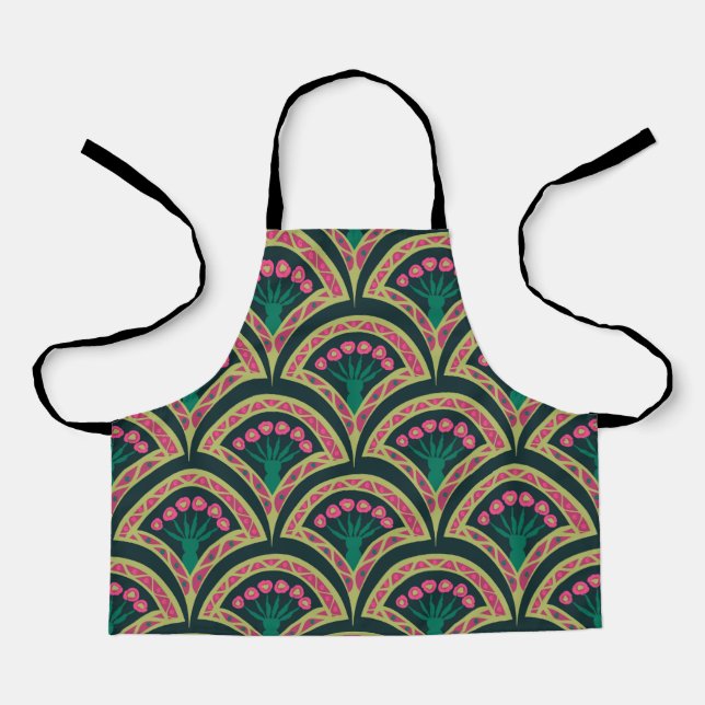 shell shaped green pattern apron (Front)