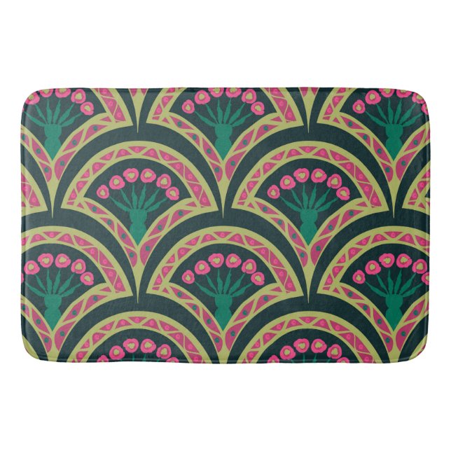 shell shaped green pattern bath mat (Front)
