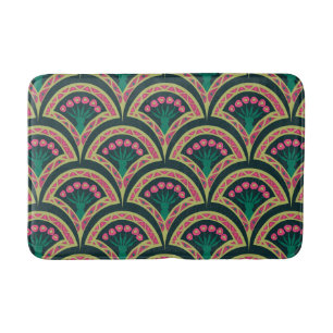 shell shaped green pattern bath mat