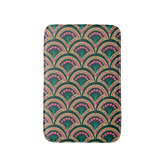 shell shaped green pattern bath mat (Front Vertical)