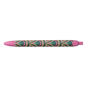 shell shaped green pattern black ink pen