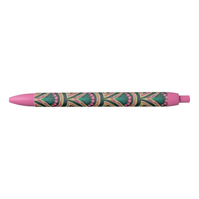 shell shaped green pattern black ink pen (Front)
