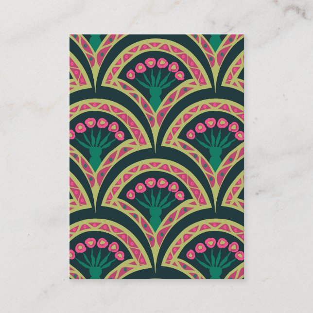 shell shaped green pattern business card (Front)