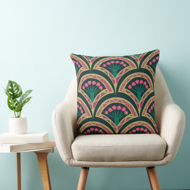 shell shaped green pattern cushion (Chair)