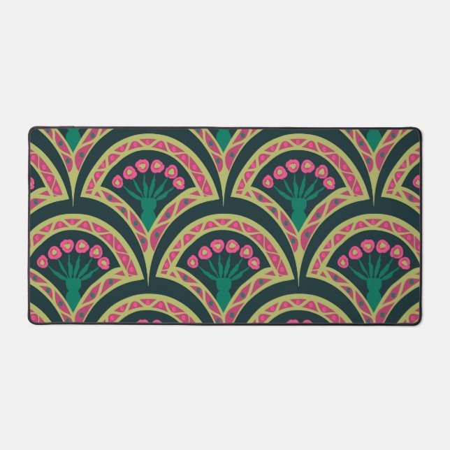 shell shaped green pattern desk mat (Front)