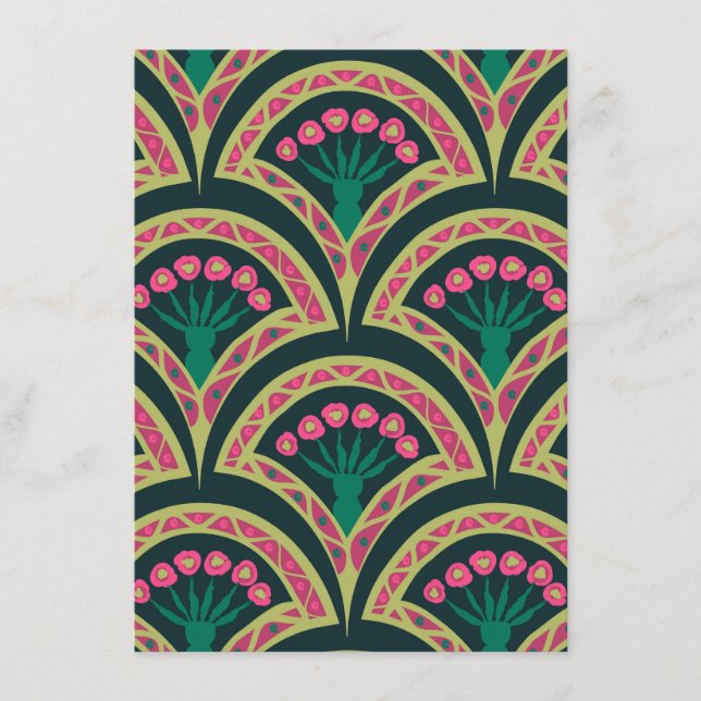 shell shaped green pattern enclosure card (Front)