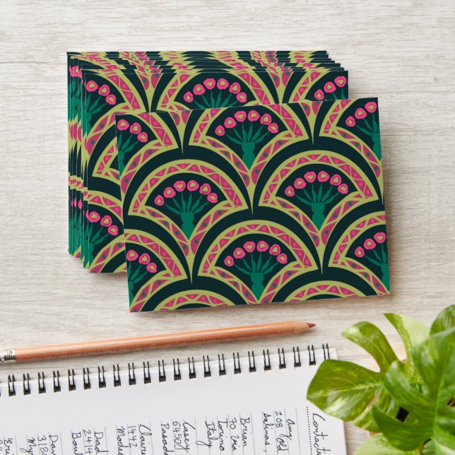 shell shaped green pattern envelope (Stacked)