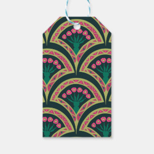 shell shaped green pattern gift tags