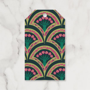 shell shaped green pattern gift tags
