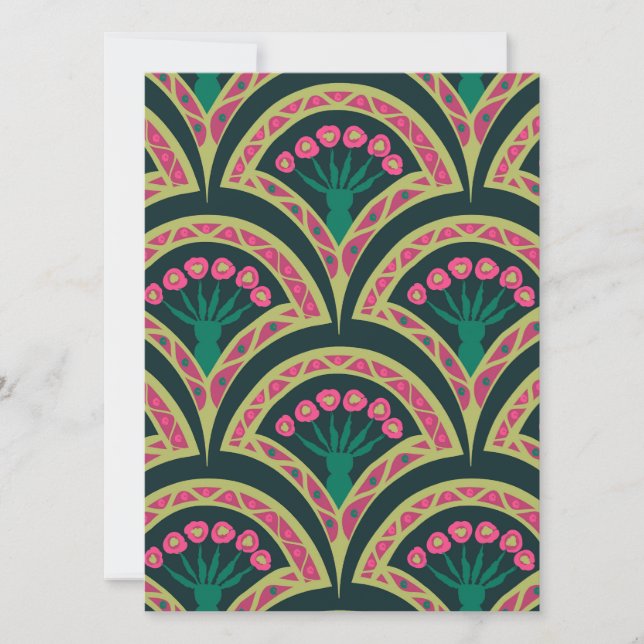 shell shaped green pattern holiday card (Front)