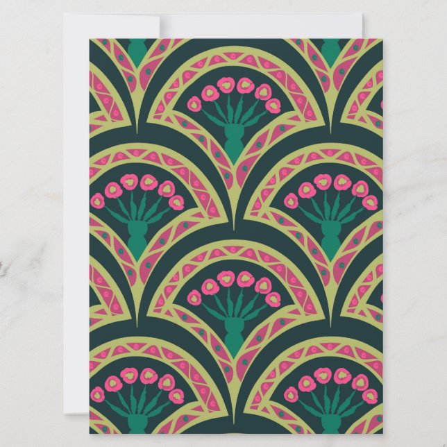 shell shaped green pattern invitation (Front)