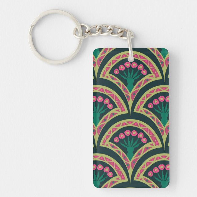 shell shaped green pattern key ring (Front)