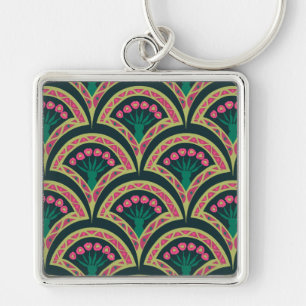 shell shaped green pattern key ring