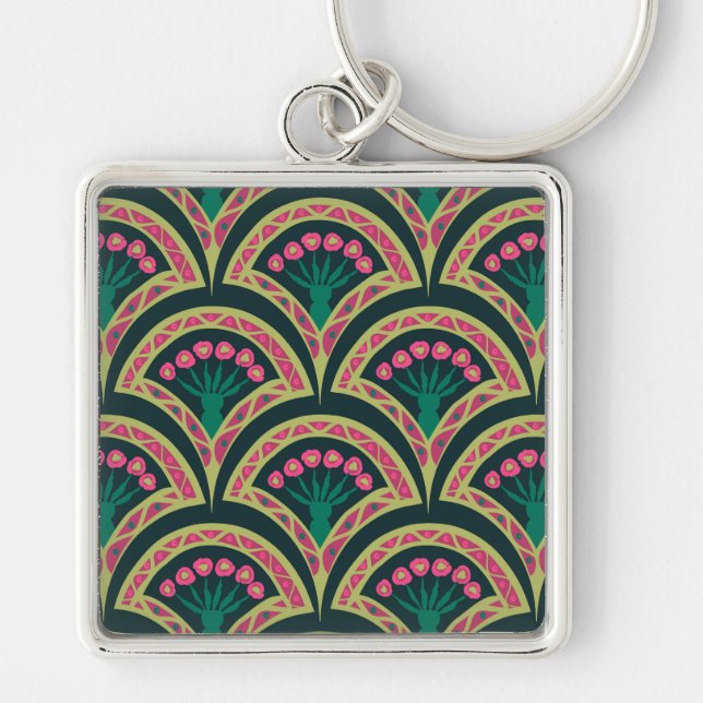 shell shaped green pattern key ring (Front)