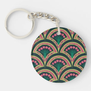 shell shaped green pattern key ring