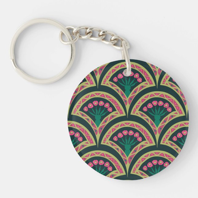 shell shaped green pattern key ring (Front)