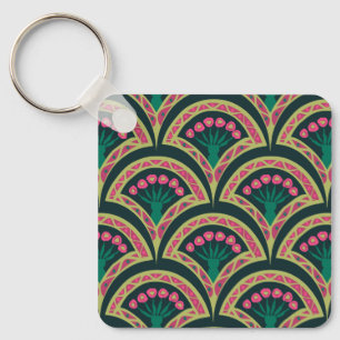 shell shaped green pattern key ring