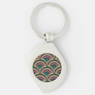 shell shaped green pattern key ring