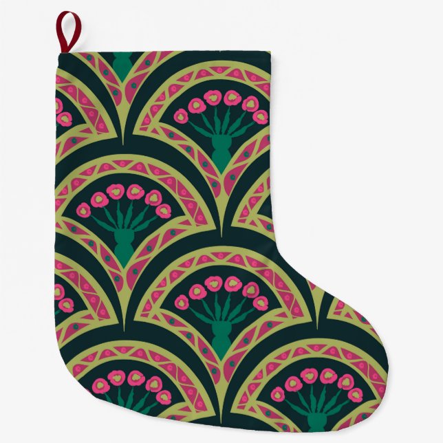shell shaped green pattern large christmas stocking (Front)