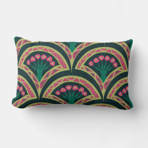 shell shaped green pattern lumbar cushion