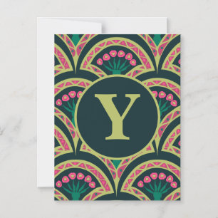 shell shaped green pattern magnetic invitation