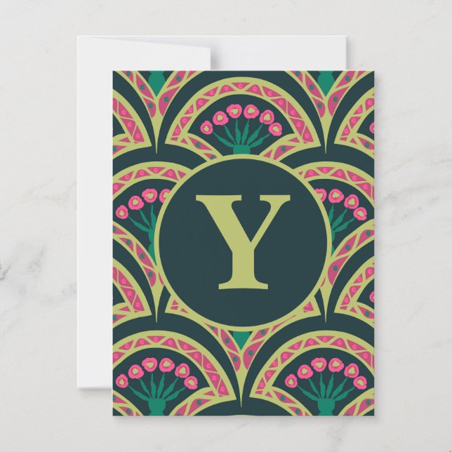 shell shaped green pattern magnetic invitation (Front)
