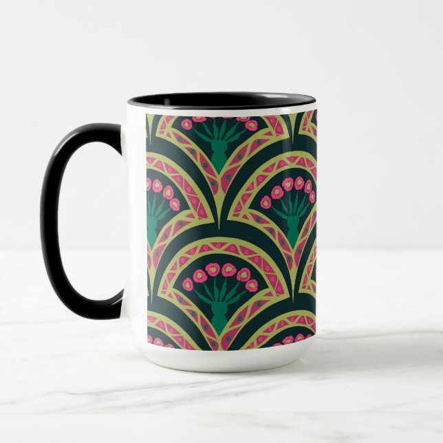 shell shaped green pattern mug (Left)