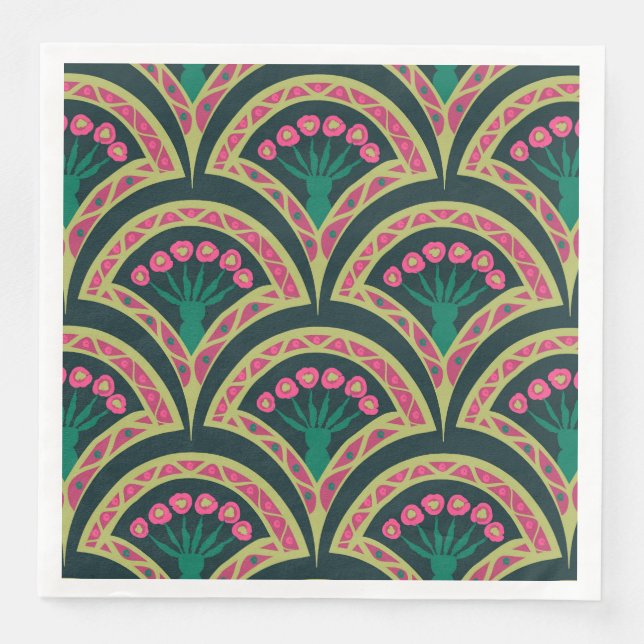 shell shaped green pattern napkin (Front)