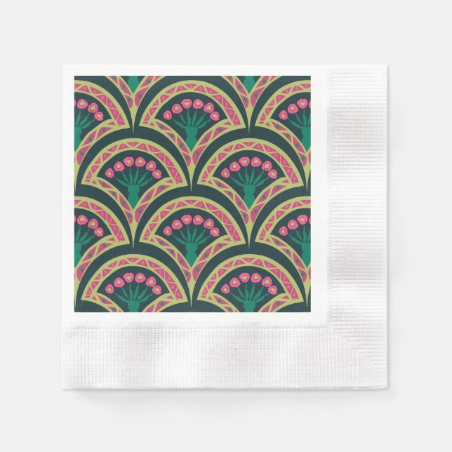 shell shaped green pattern napkin (Front)