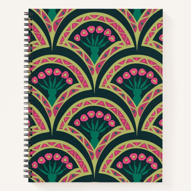 shell shaped green pattern notebook (Front)