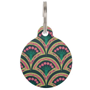 shell shaped green pattern pet tag