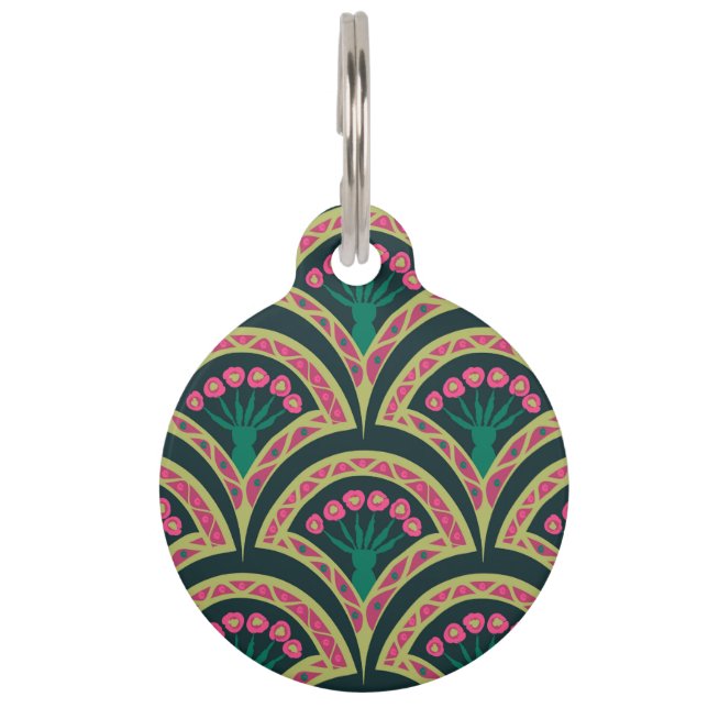 shell shaped green pattern pet tag (Front)