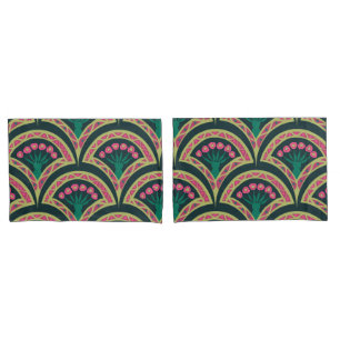shell shaped green pattern pillowcase