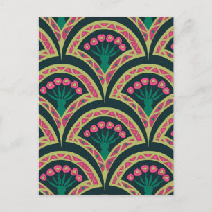 shell shaped green pattern postcard