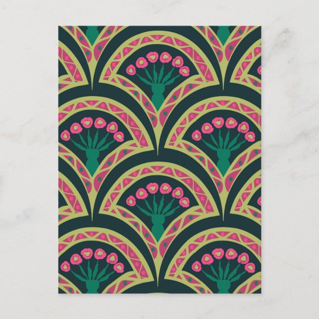 shell shaped green pattern postcard (Front)