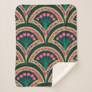 shell shaped green pattern sherpa blanket
