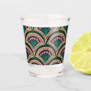 shell shaped green pattern shot glass