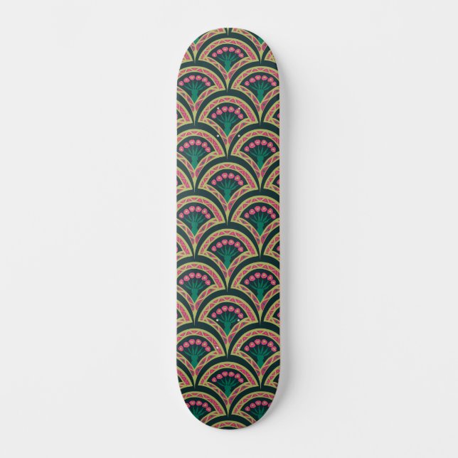 shell shaped green pattern skateboard (Front)