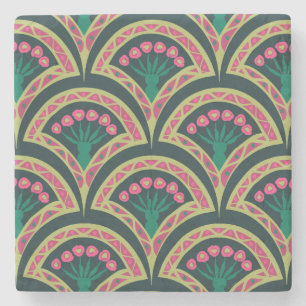 shell shaped green pattern stone coaster