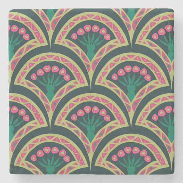 shell shaped green pattern stone coaster (Front)