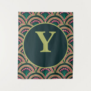 shell shaped green pattern tapestry