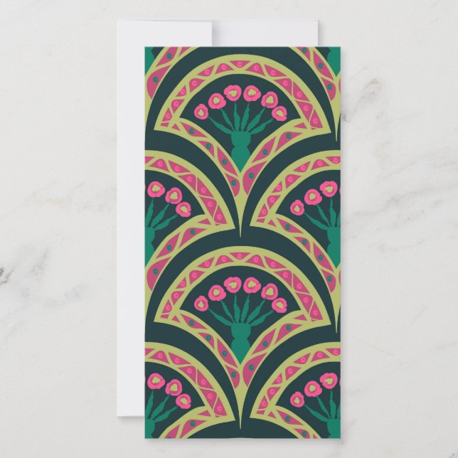 shell shaped green pattern thank you card (Front)