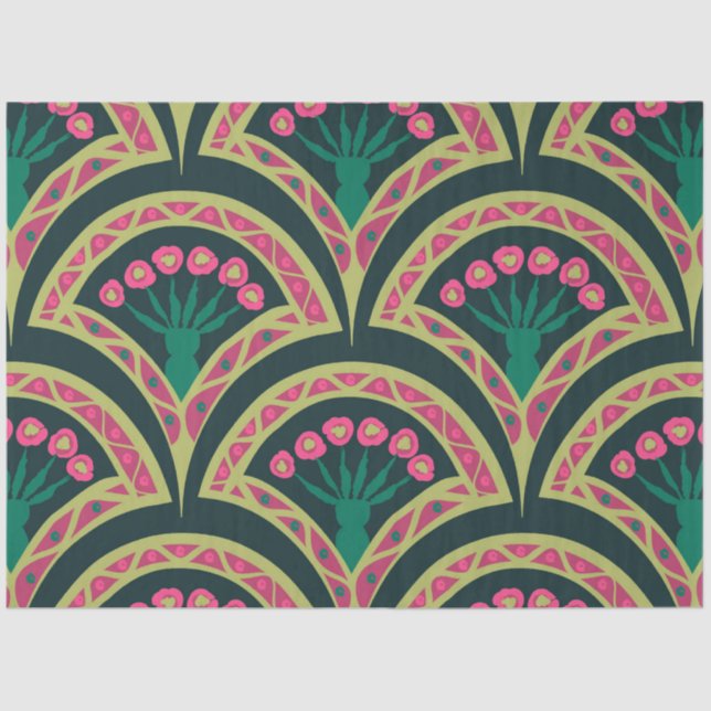 shell shaped green pattern tissue paper (Front)