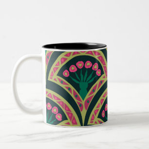 shell shaped green pattern Two-Tone coffee mug