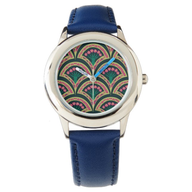 shell shaped green pattern watch (Front)